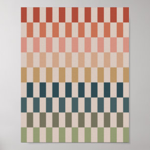 Groene en terracotta strepen poster