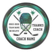 Groene en Wit, Gepersonaliseerd COACH, Hockey Puck (Voorkant)