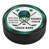 Groene en Wit, Gepersonaliseerd COACH, Hockey Puck (3/4)
