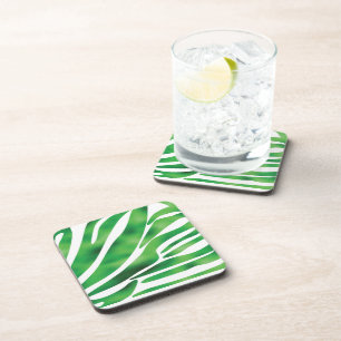 Groene en witte Abstracte strepen Bier Onderzetter