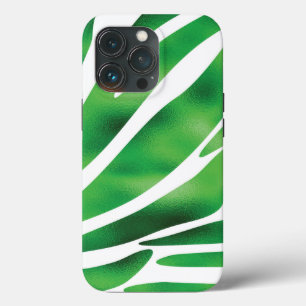 Groene en witte Abstracte strepen iPhone 13 Pro Hoesje