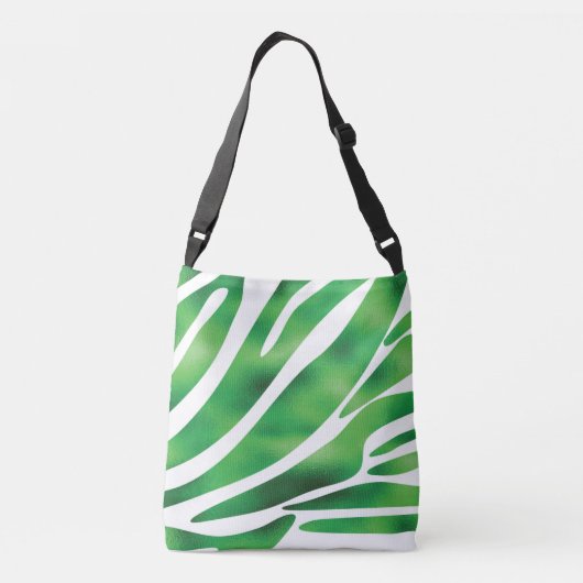 Groene en witte abstracte strepen crossbody tas (Achterkant)