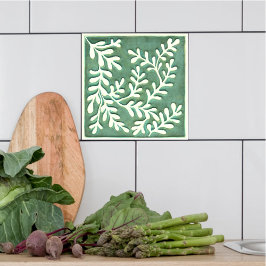 Groene en witte bladeren Keramische Tegel Tegeltje