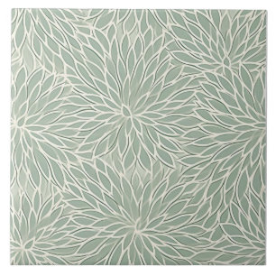 Groene en witte bloem tegeltje