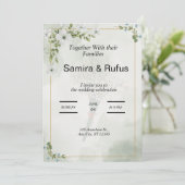 groene en witte bloemen elegante bloem bruiloft ui kaart (Staand voorkant)