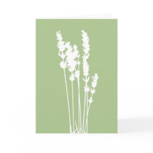 Groene en Witte Bloemensilhouet Wenskaart