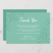 Groene en witte bloemige trouw- dankkaart kaart (Voorkant / Achterkant)