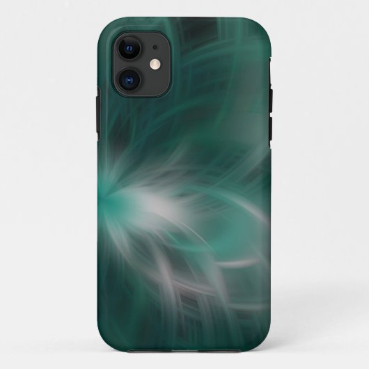 groene en witte bloemtextuur iphone case (Achterkant)