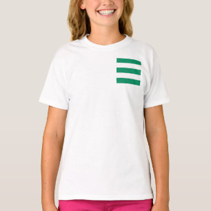 Groene en Witte brede streep op een T-shirt