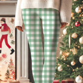 Groene en witte Buffalo Plaid Kerstmis Leggings
