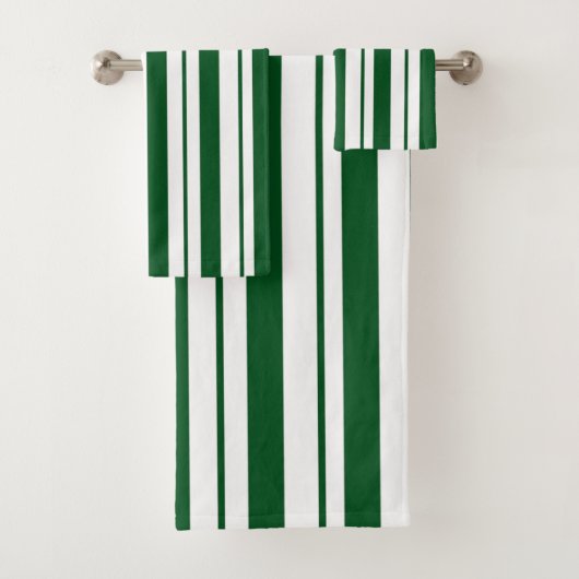 Groene en witte Candy Cane Stripes Bad Handdoek (Insitu)