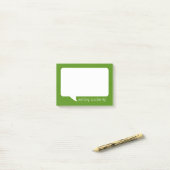 Groene en Witte Cartoon Bubble met naam Post-it® Notes (Op bureau)