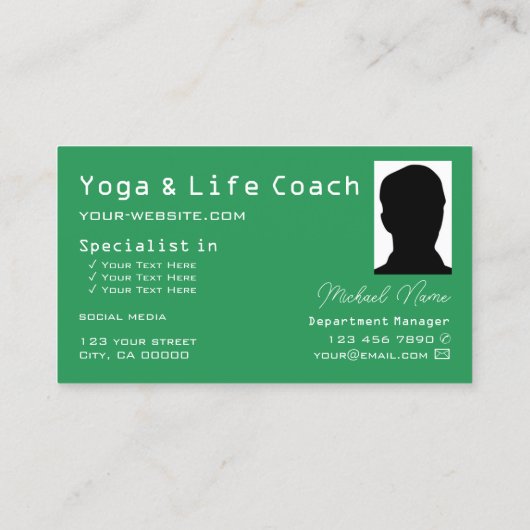 Groene en Witte Chessboard Modern met Photo Cool Visitekaartje (Achterkant)