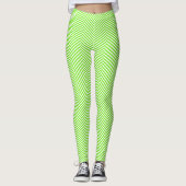 Groene en witte chevron visgraatstijl Leggings (Voorkant)