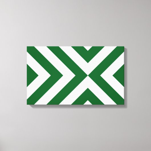 Groene en Witte Chevrons Canvas Afdruk (Voorkant)