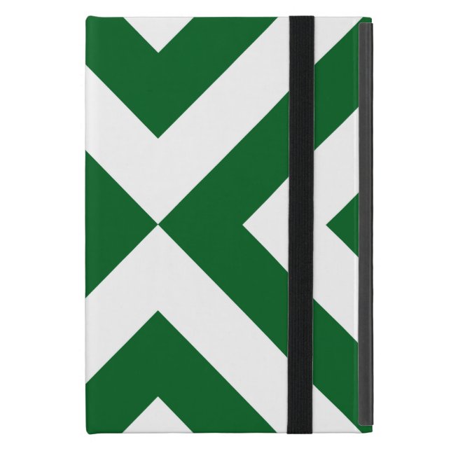Groene en Witte Chevrons iPad Mini Hoesje (Voorkant Dicht)