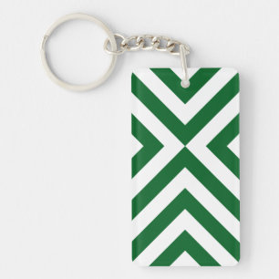 Groene en Witte Chevrons Sleutelhanger