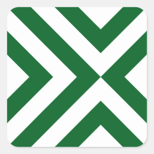 Groene en Witte Chevrons Vierkante Sticker