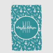 GROENE EN WITTE CHRISTMAS-ORNAMENS AANGEPASTE MONO GOLFHANDDOEK (Voorkant)