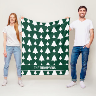 Groene en witte dennenboom kerstboom patroon & tek fleece deken