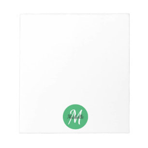 Groene en Witte Eenvoudige monogram klassieke rend Notitieblok