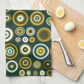 Groene en Witte Fifties Abstracte Kunst Theedoek (Quarter Fold)