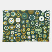 Groene en Witte Fifties Abstracte Kunst Theedoek (Horizontaal)