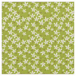 Groene en Witte Floral Stof