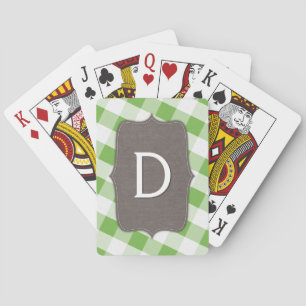 Groene en witte Gingham Canvas-spelkaarten Pokerkaarten