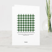 Groene en witte Gingham Pattern-feestkaart Feestdagen Kaart (Achterkant)