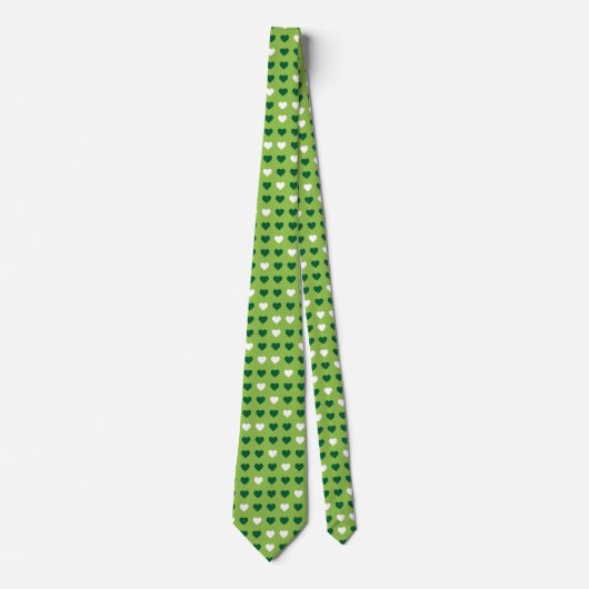 Groene en witte harten St. Patrick Day Stropdas (Voorkant)