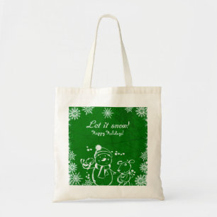 Groene en witte illustratie - Vrolijk kerstfeest Tote Bag
