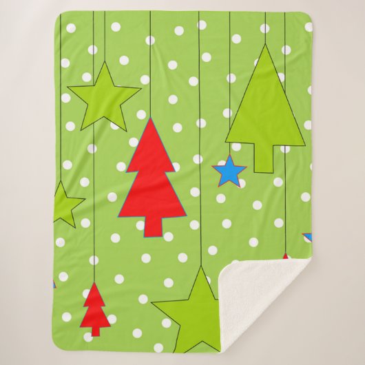 Groene en witte kerst sherpa deken (Voorkant)