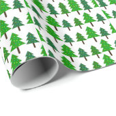 Groene en witte kerstbomen cadeaupapier (Rol Hoek)