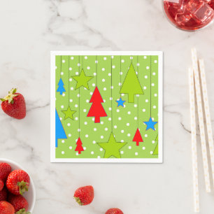 Groene en witte kerstboom servet