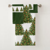 Groene en witte kerstboomhanddoekset bad handdoek (Insitu)