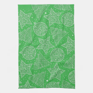 Groene en Witte Kerstkeukenhanddoeken Theedoek