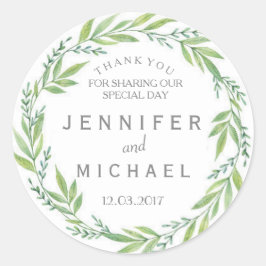 Groene en witte krans dank u bruiloft Sticker