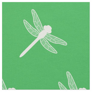 Groene en witte libel silhouet patroon stof