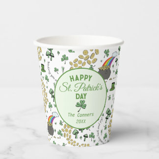 Groene en witte Lucky Shamrocks St Patrick's Day Papieren Bekers