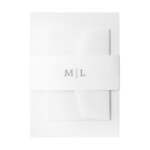 Groene en witte monogram Eenvoudige bruiloft Uitnodigingen Wikkel (Voorkant Voorbeeld)