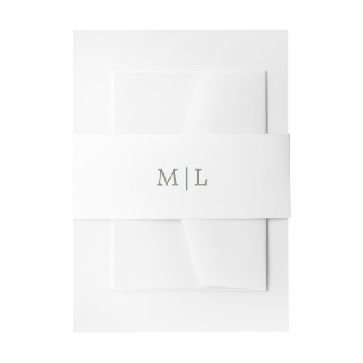 Groene en witte monogram Eenvoudige bruiloft Uitnodigingen Wikkel (Voorkant Voorbeeld)