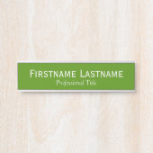 Groene en Witte Naam en Professionele Titel Deurbordje (Voorkant)