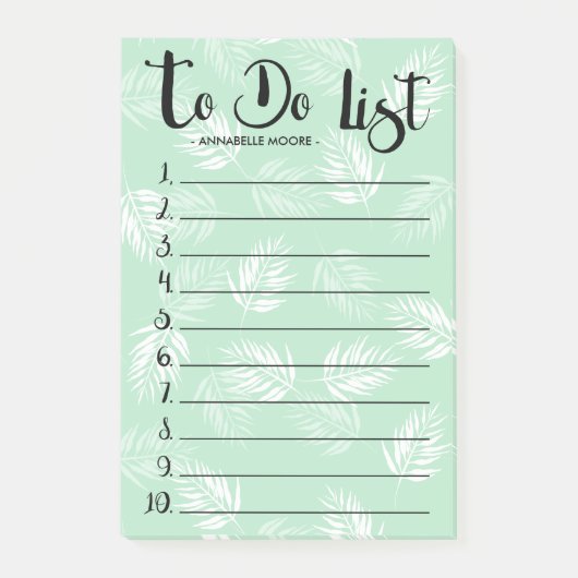 Groene en witte palmbladeren om te doen lijst post-it® notes (Voorkant)