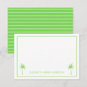 Groene en witte palmbomen en strepen notitiekaartje