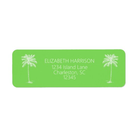 Groene en witte palmbomen retouradres etiket (Voorkant)