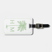 Groene en witte palmboom Monogram Bagagelabel (Voorkant horizontaal)