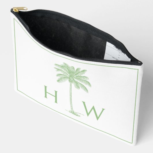 Groene en witte palmboom Monogram Etui (Open)