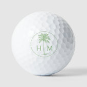 Groene en witte palmboom Monogram Golfballen (Voorkant)