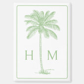 Groene en witte palmboom Monogram Magneet (Voorkant)